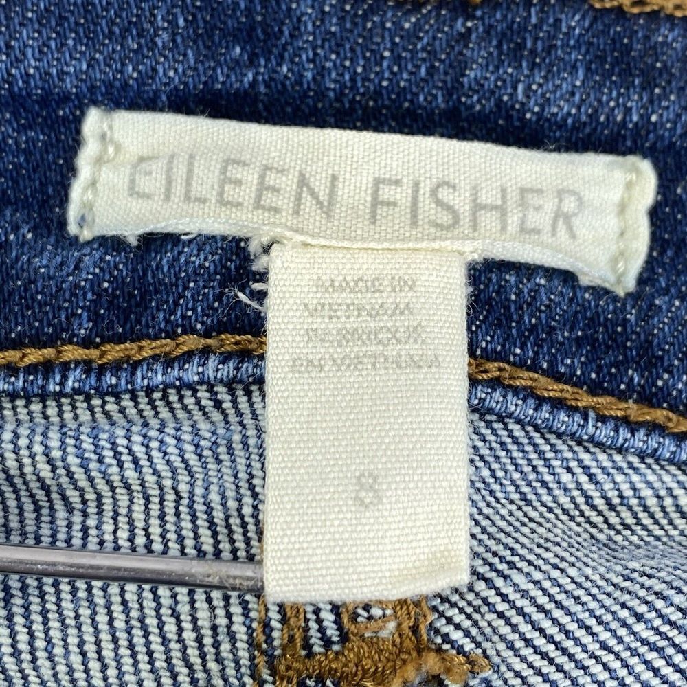 Eileen Fisher Womens Jeans Size 8 Organic Cotton Mid Rise Tapered Leg Med Blue - Picture 3 of 14